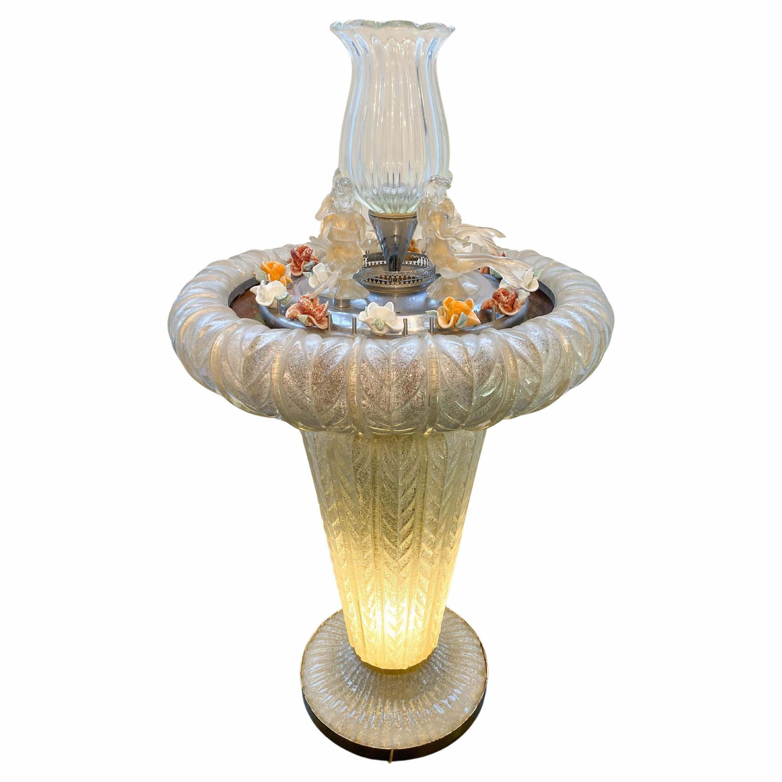 Murano Glass Fountain With A Central Vase Encircled By 4 Mermaids, 1950s photo furniture