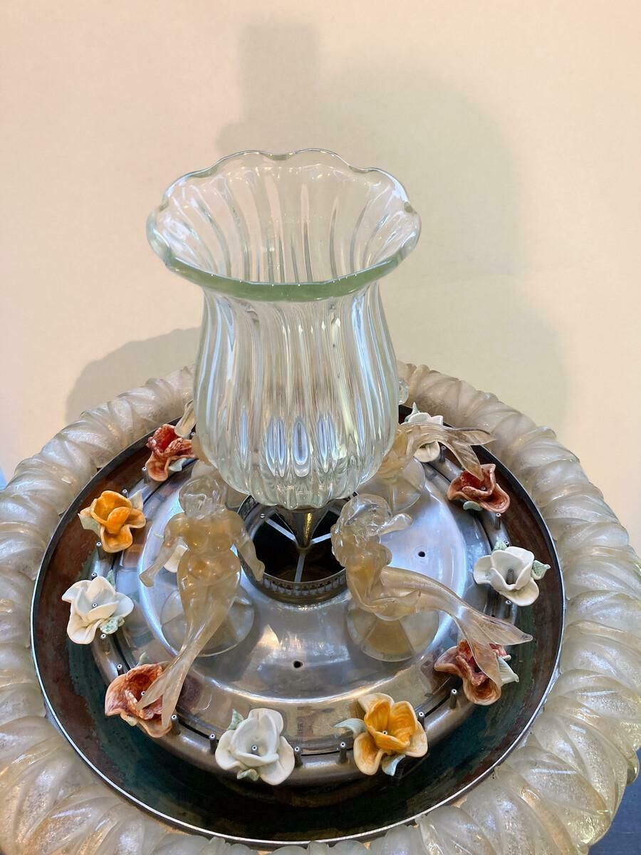 28228.0 Murano Glass Fountain With A Central Vase Encircled By 4 Mermaids, 1950s photo