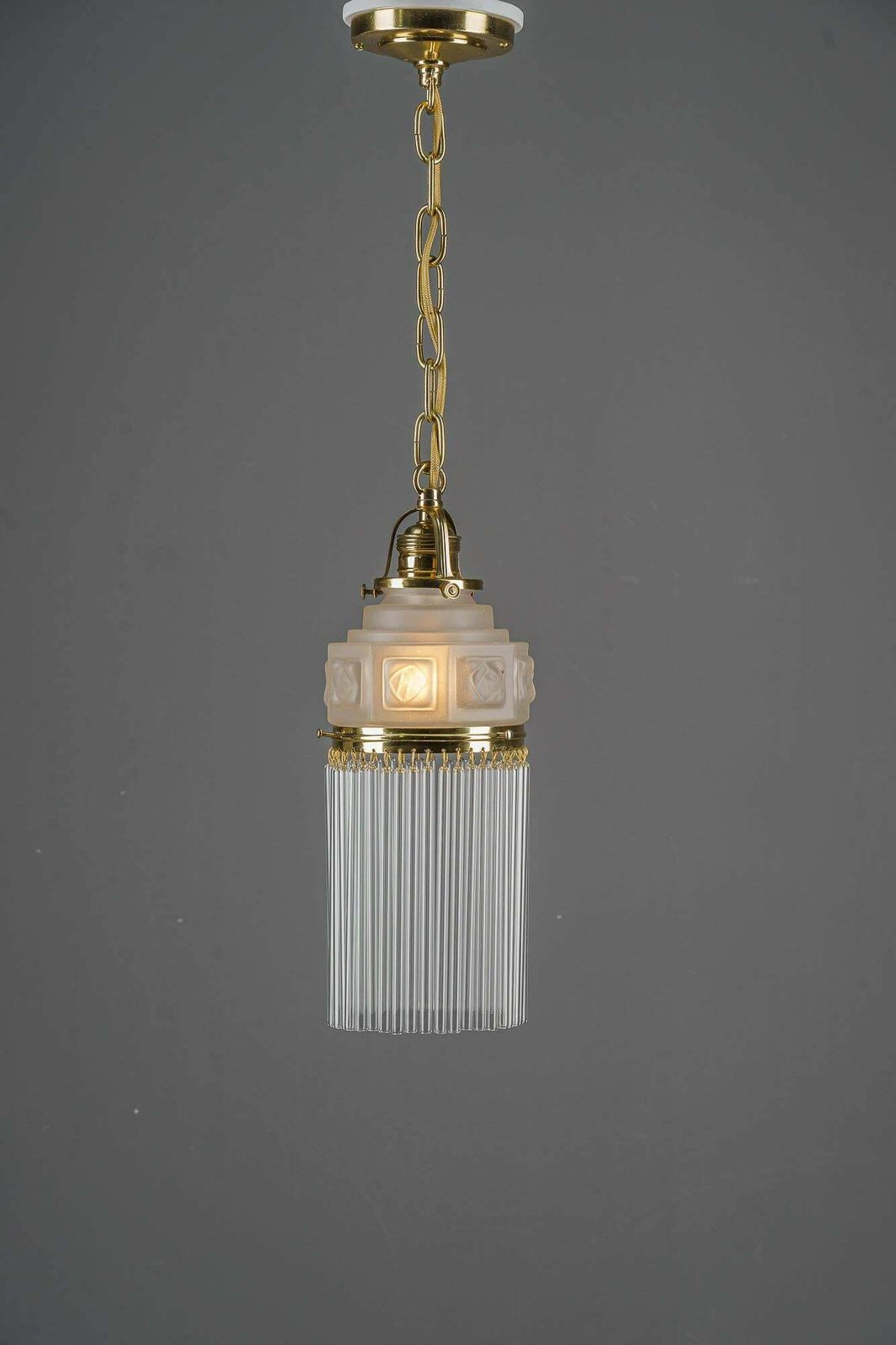 Art Deco Pendant Around 1920s With Frosted Glass Shade Vienna 1920s photo vinterior