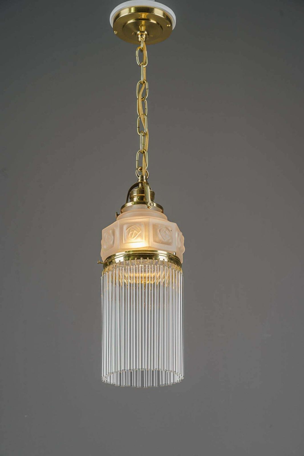 Lighting Art Deco Pendant Around 1920s With Frosted Glass Shade Vienna 1920s photo