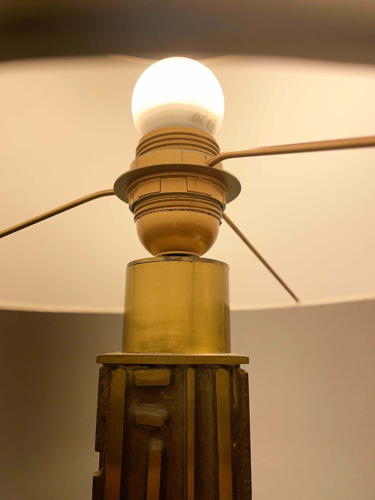 Mid Century Brass And Bronze Table Lamp By Luciano Frigerio, Italy, 1970s photo vinterior