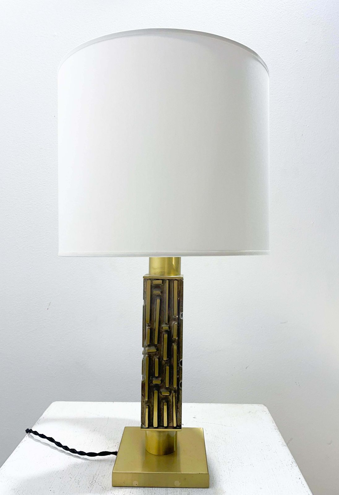Mid Century Brass And Bronze Table Lamp By Luciano Frigerio, Italy, 1970s photo vintage
