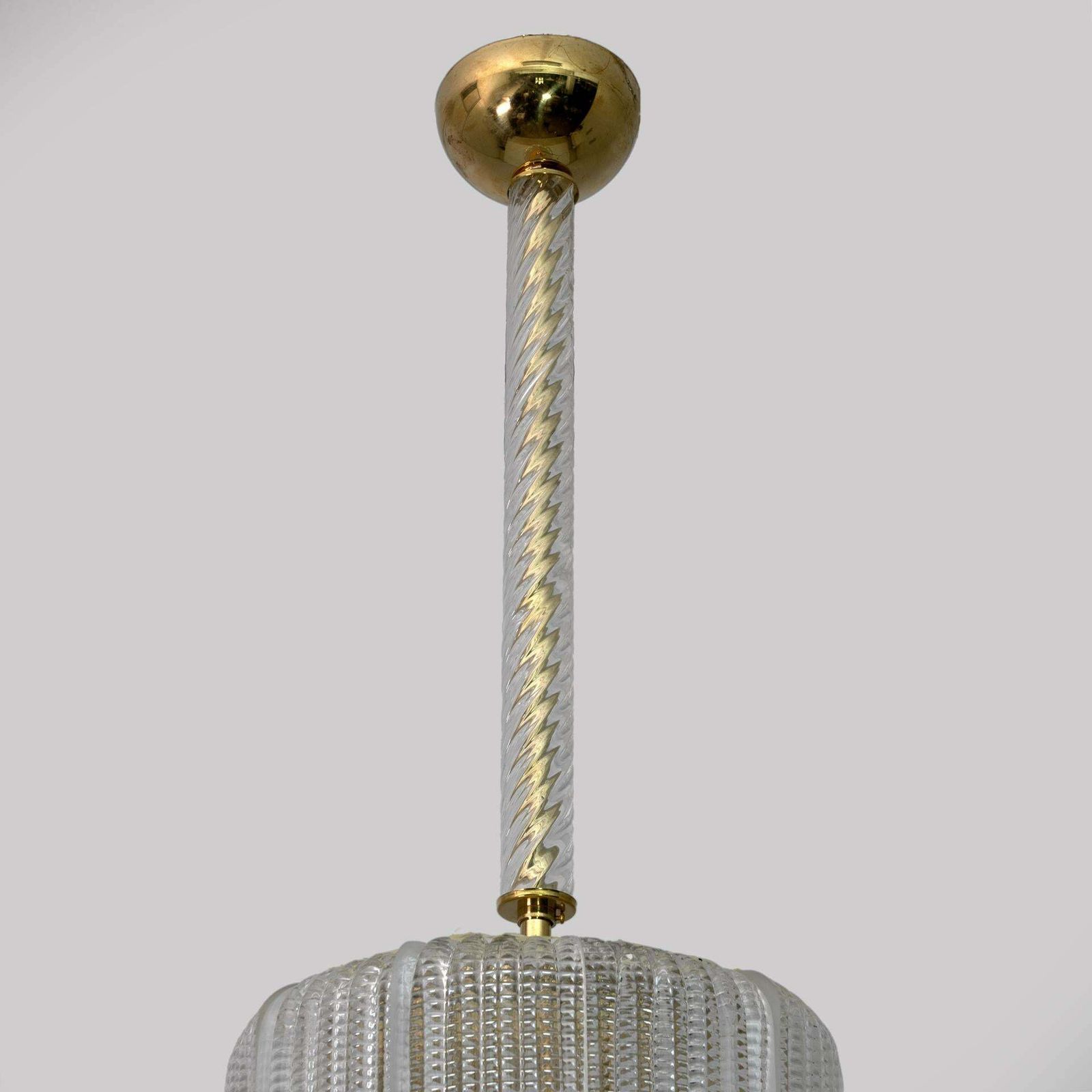 Attributed To Tomaso Buzzi Art Dèco Style Brass Murano Glass Lantern Chandelier photo buy