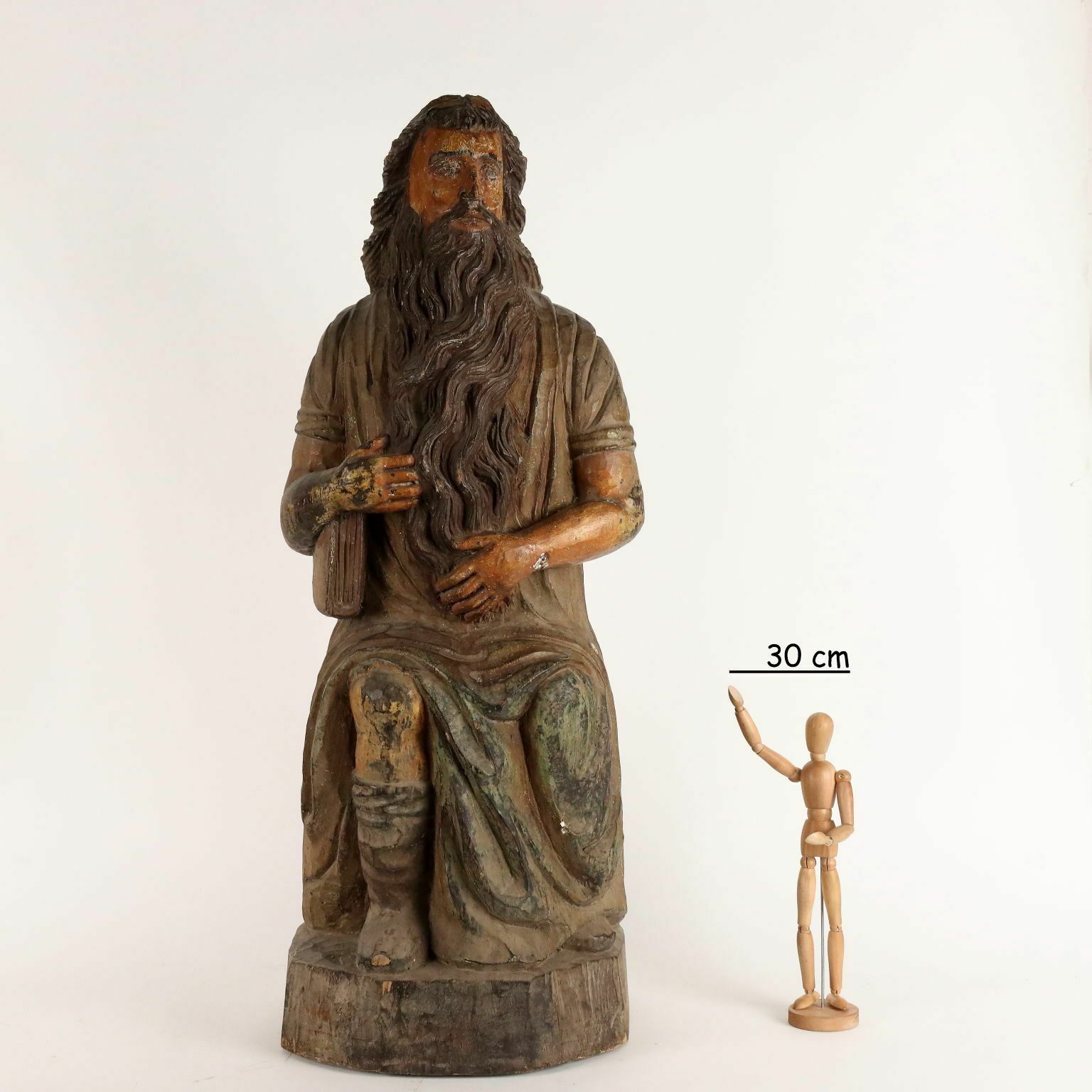 Antique Statue Religious Subject Wood Spain Late XVIII Century photo furniture