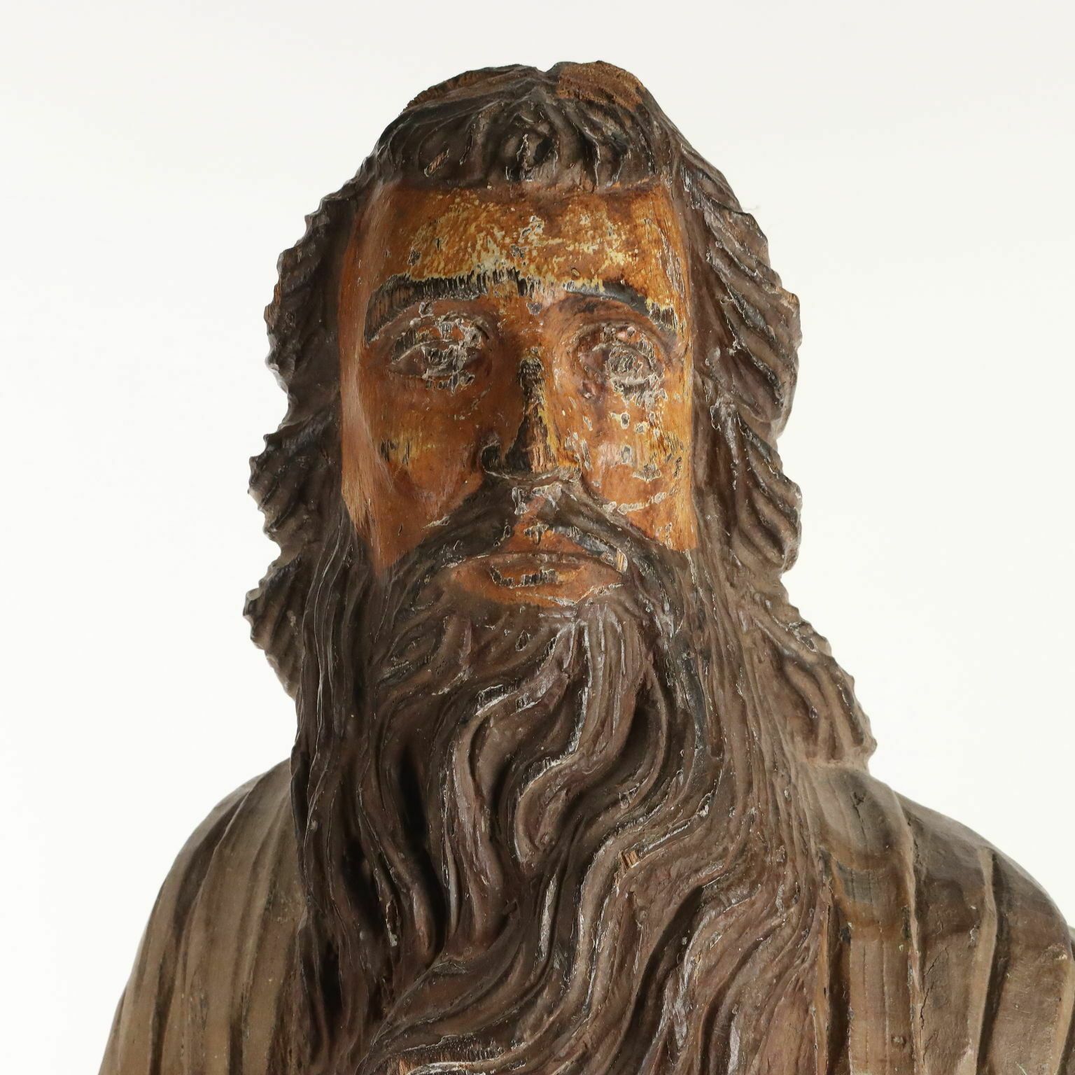 Antique Statue Religious Subject Wood Spain Late XVIII Century photo for sale