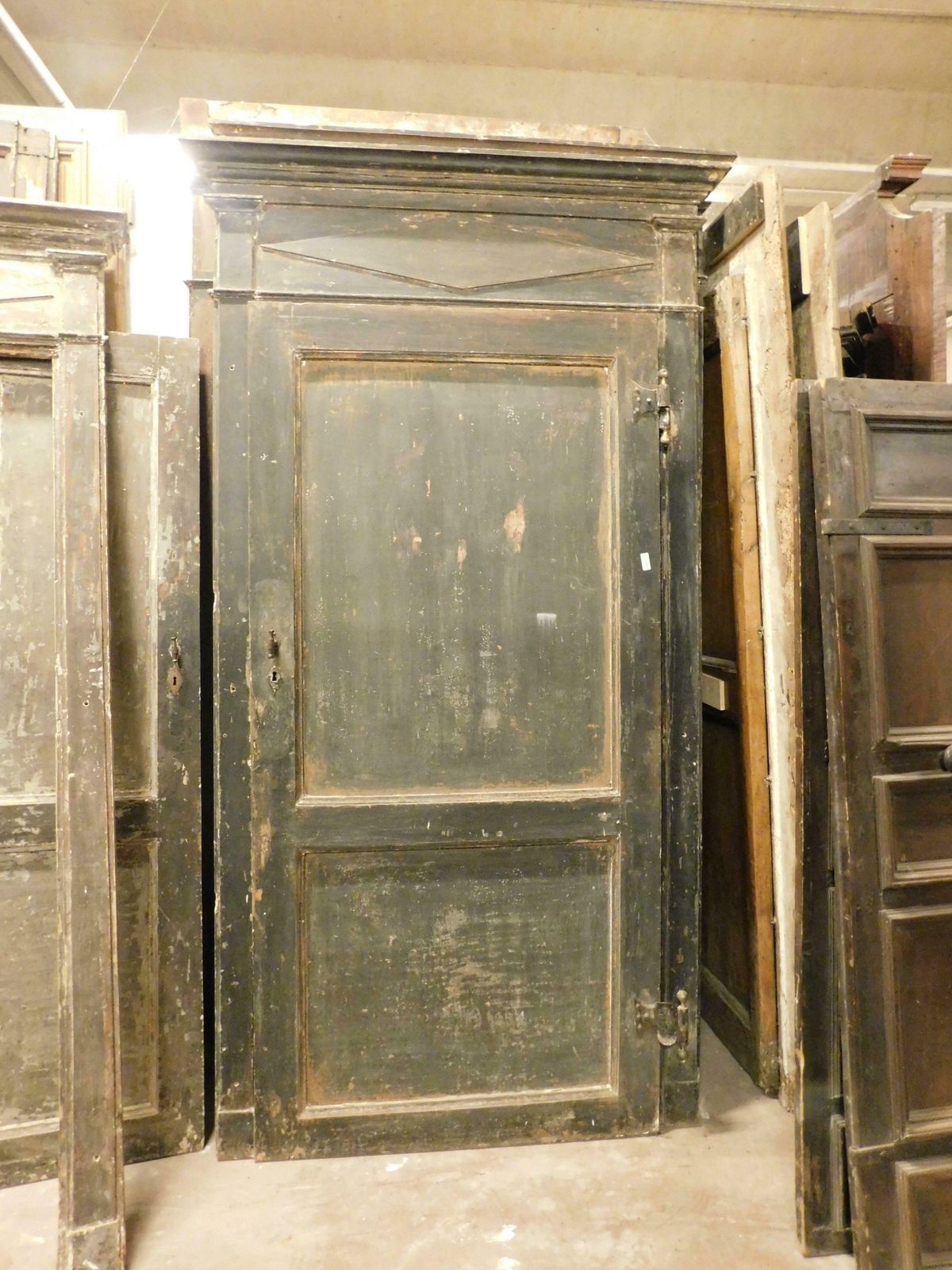 4 Antique Lacquered Doors, First Patina And Original Frame, Italy photo Home Fixtures