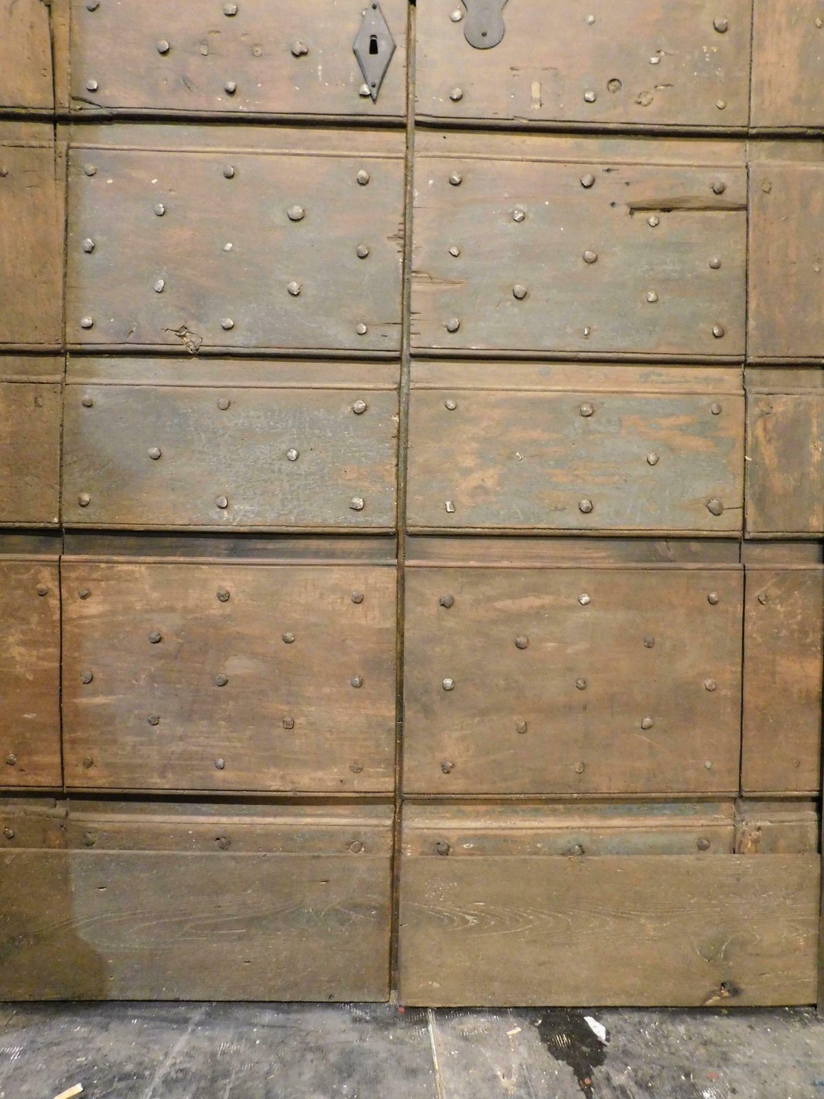 Old Door In Poplar With Nails, Rustic And Curtained, Italy photo buy