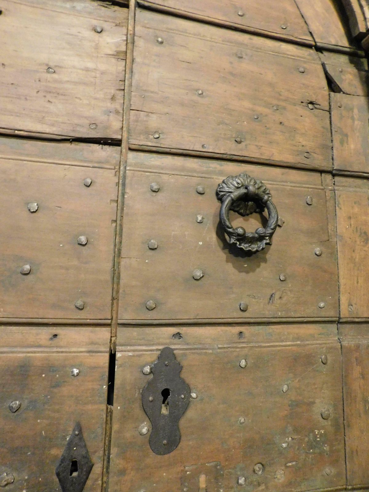 Old Door In Poplar With Nails, Rustic And Curtained, Italy photo vintage