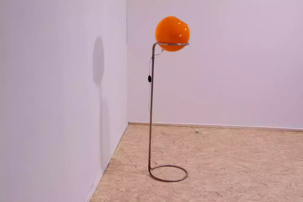Atomic Age Orange Glass Floor Lamp By Tibor Hazi Hungary 1973 photo for sale