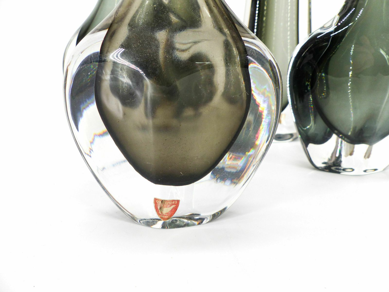 Collection Of 5 Scandinavian Sommerso Glass Vases Nils Landberg For Orrefors photo vintage