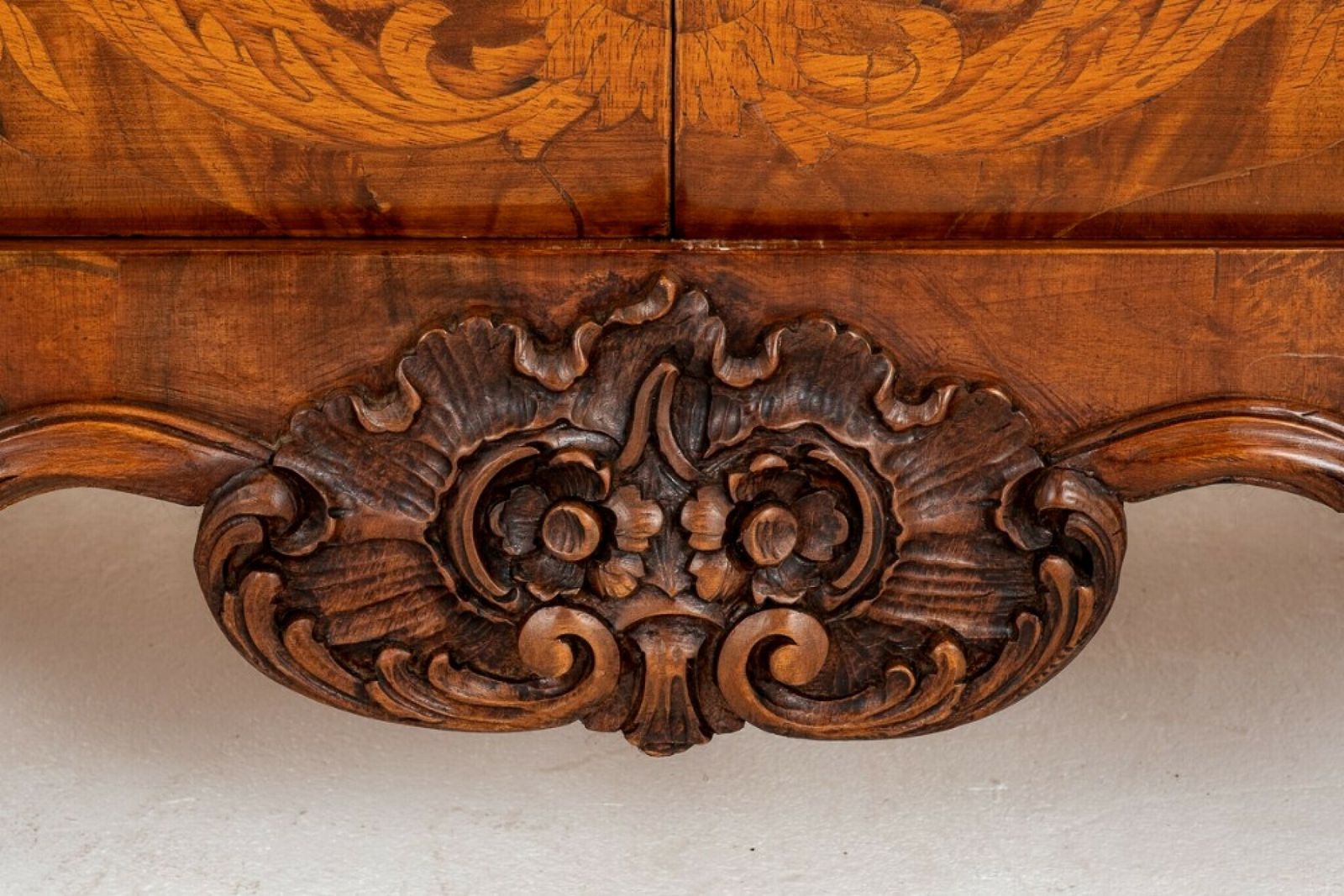 Dutch Marquetry Bookcase Cabinet Bombe Inlay photo vinterior