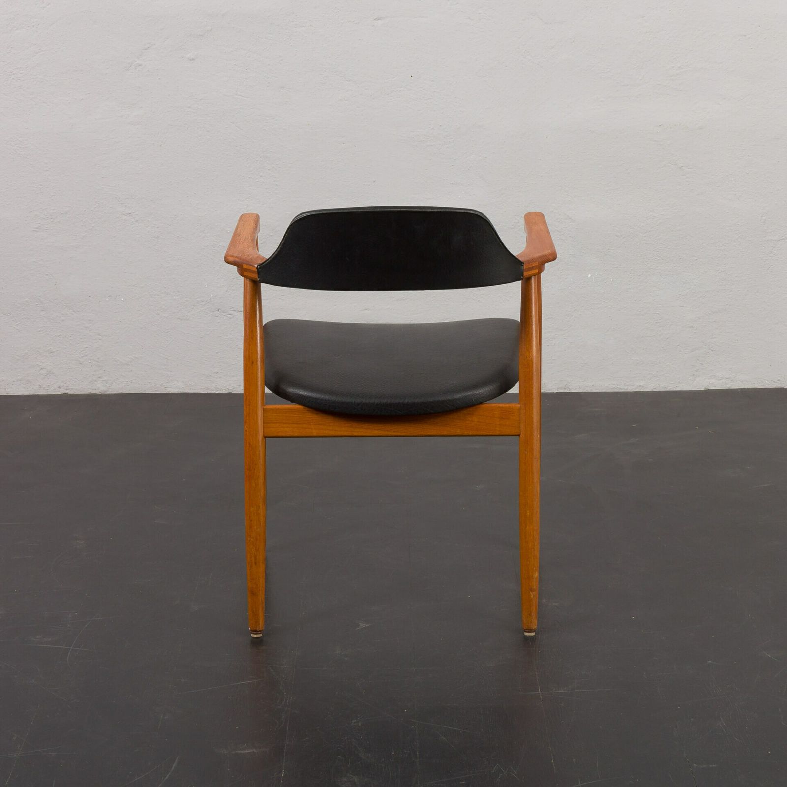 Solid Teak Chair In Black Vinyl Fabric The Style Of Erik Kirkegaard, Denmark, 1950s photo 571.0