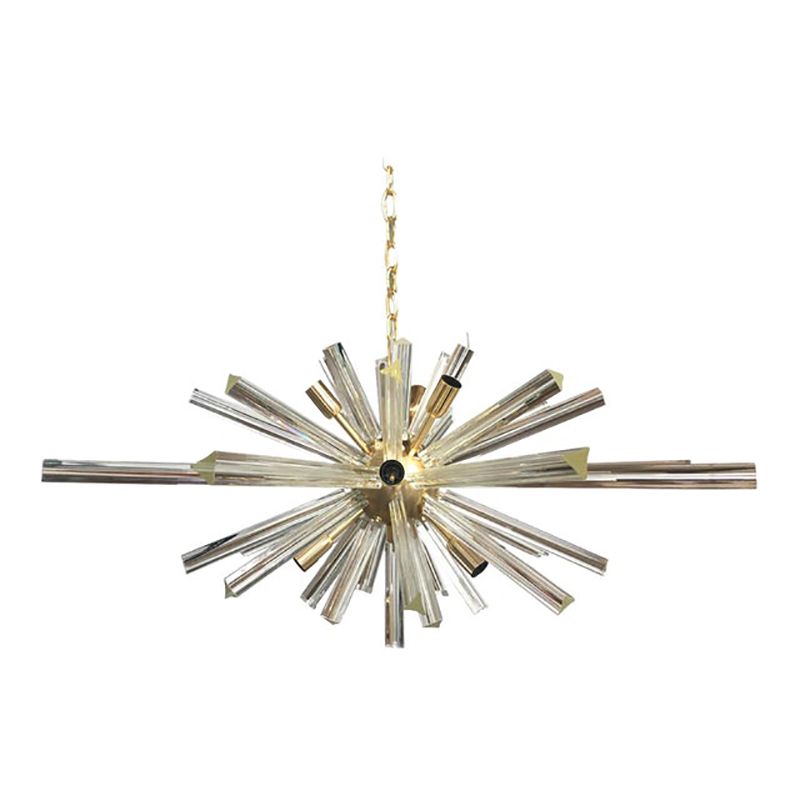 Contemporary Transparent “Triedro” Murano Glass Oval Sputnik Chandelier photo furniture