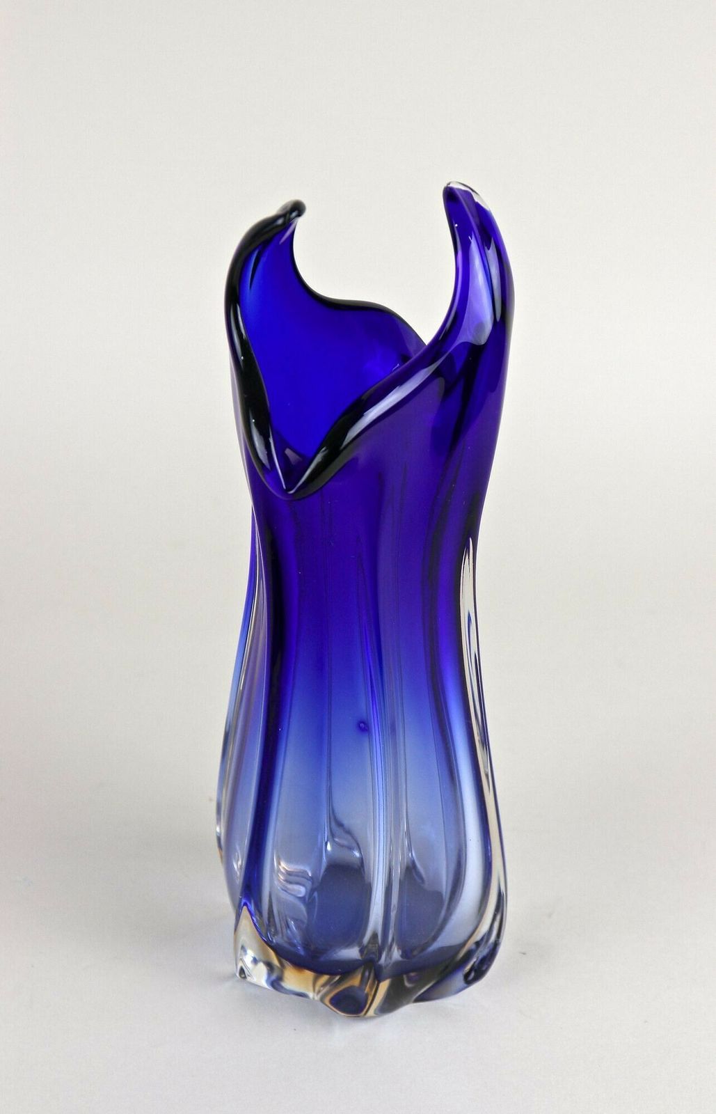 Contemporary Dark Blue Murano Glass Vase, Italy Circa 1970 photo for sale