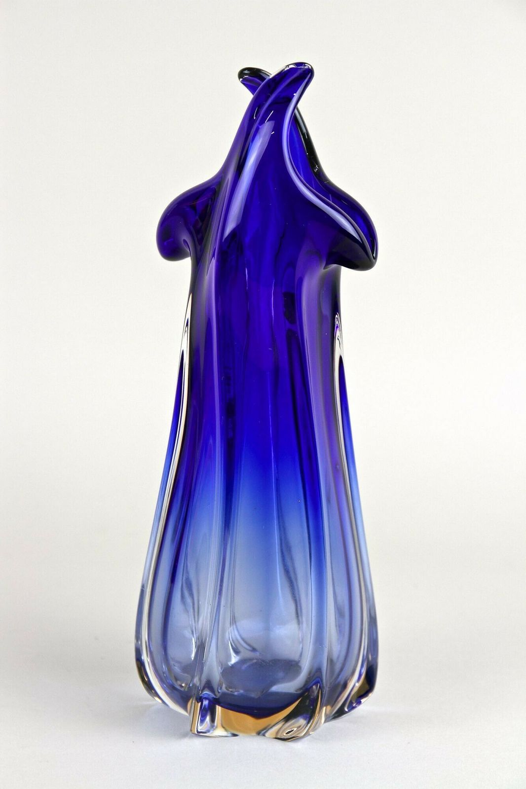 photo for sale Contemporary Dark Blue Murano Glass Vase, Italy Circa 1970