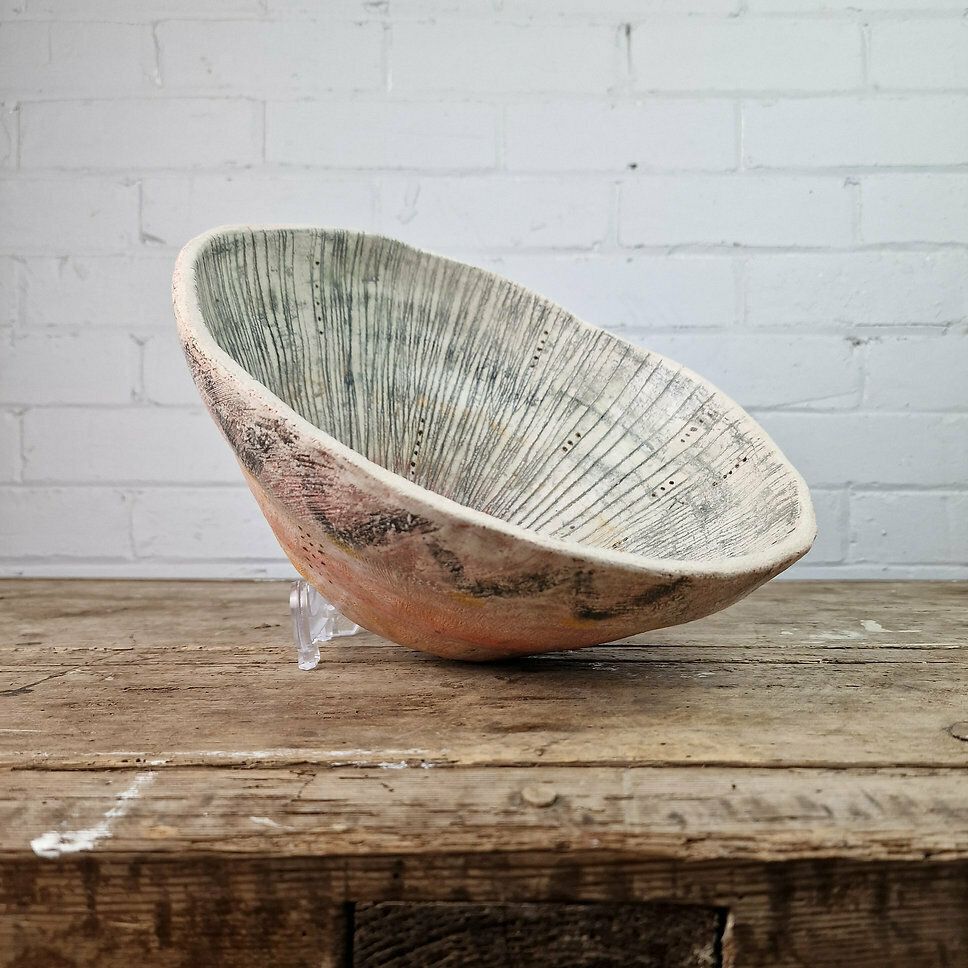 21st Century Original Art Pottery Textured Orange Ceramic Bowl By Hilary Marsh £300.00price