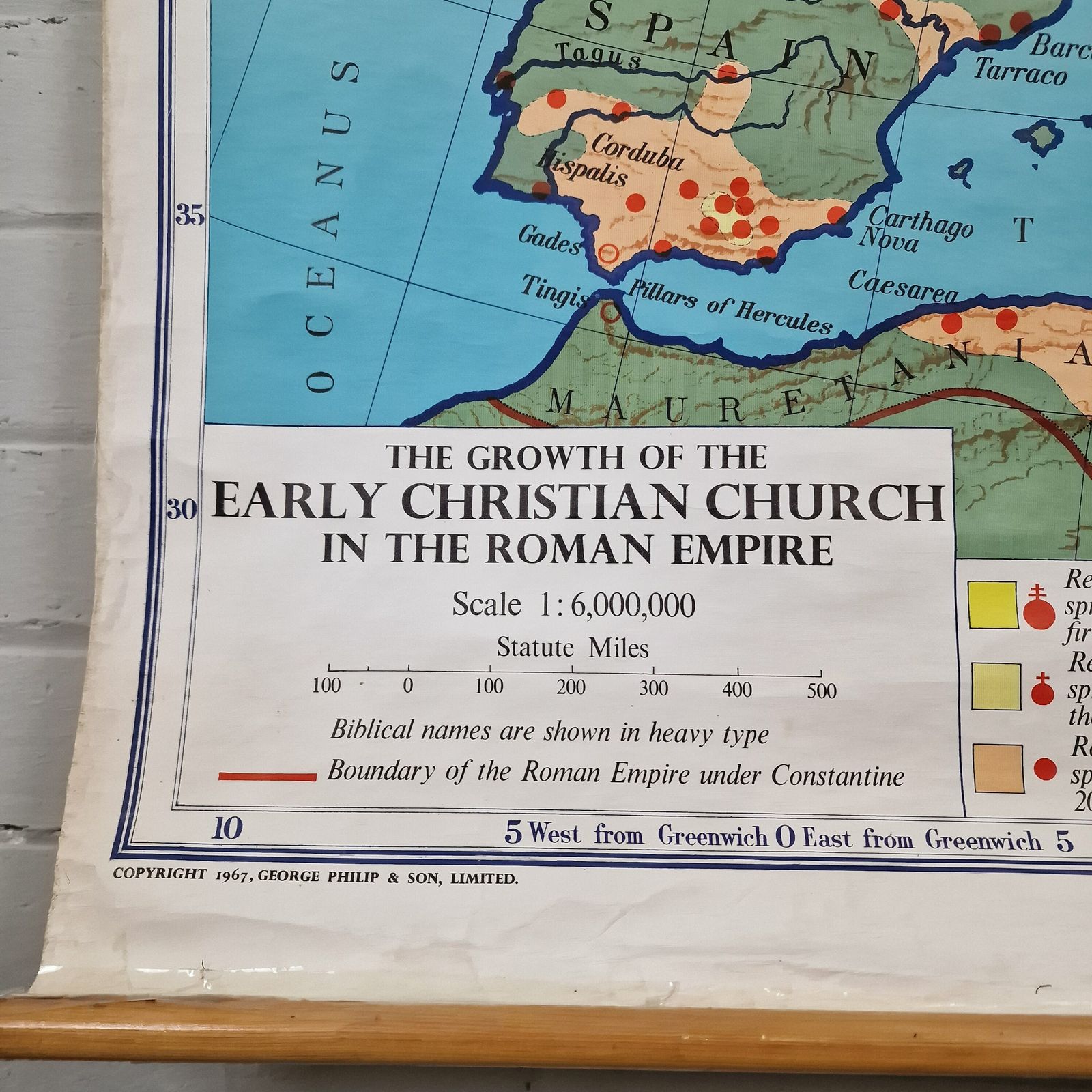 Vintage Philips Educational Map 'The Journeys Of St Paul' photo Art