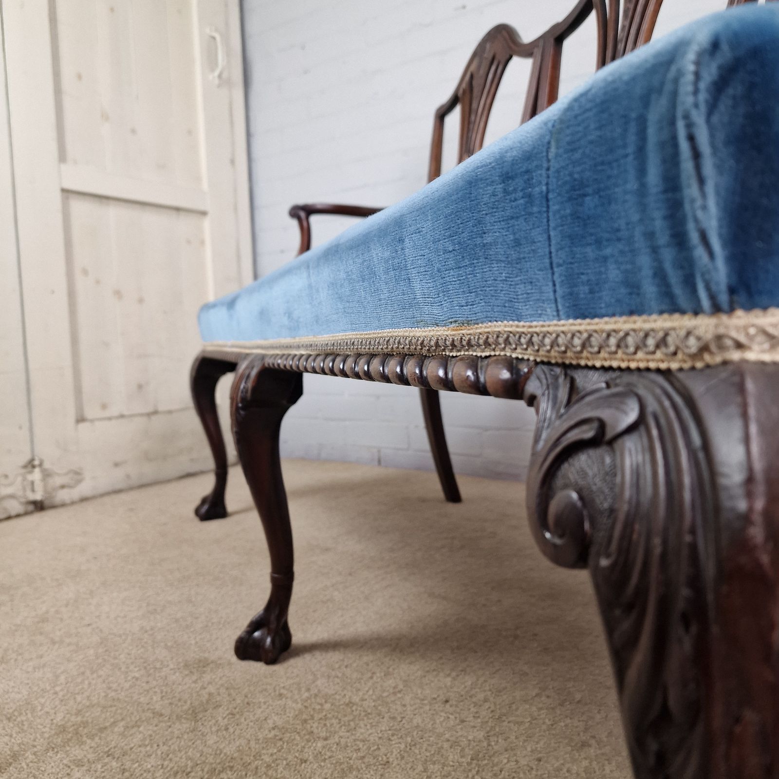 Furniture Original Victorian Sheraton Style Three Seat Sofa / Settee photo