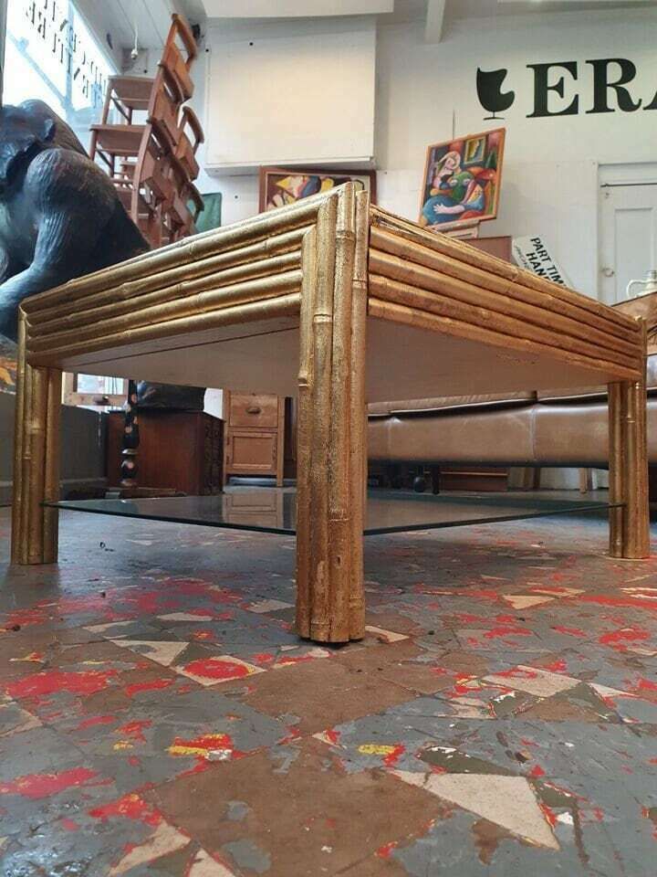 1970's French Faux Bamboo Gilt/Gold Leaf Coffee Table. photo furniture
