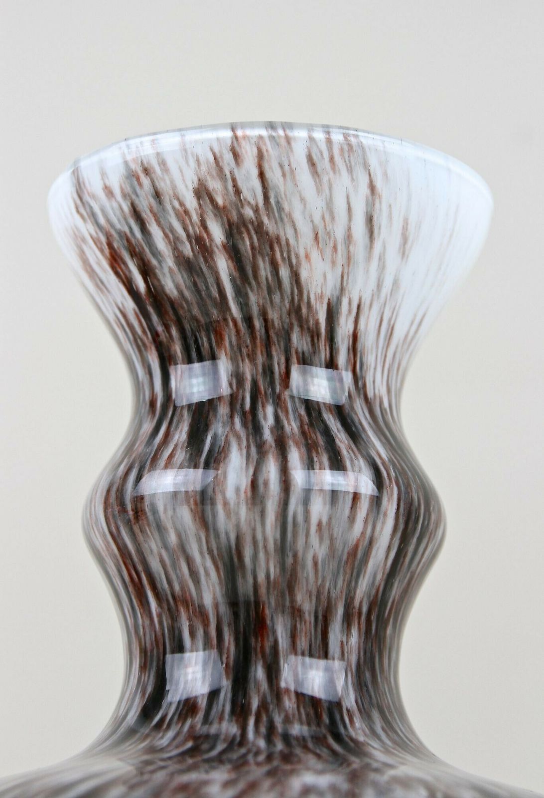 Home Decor Bulbous Murano Glass Vase With Brown, Grey & Black Tones, Italy Circa 1970 photo