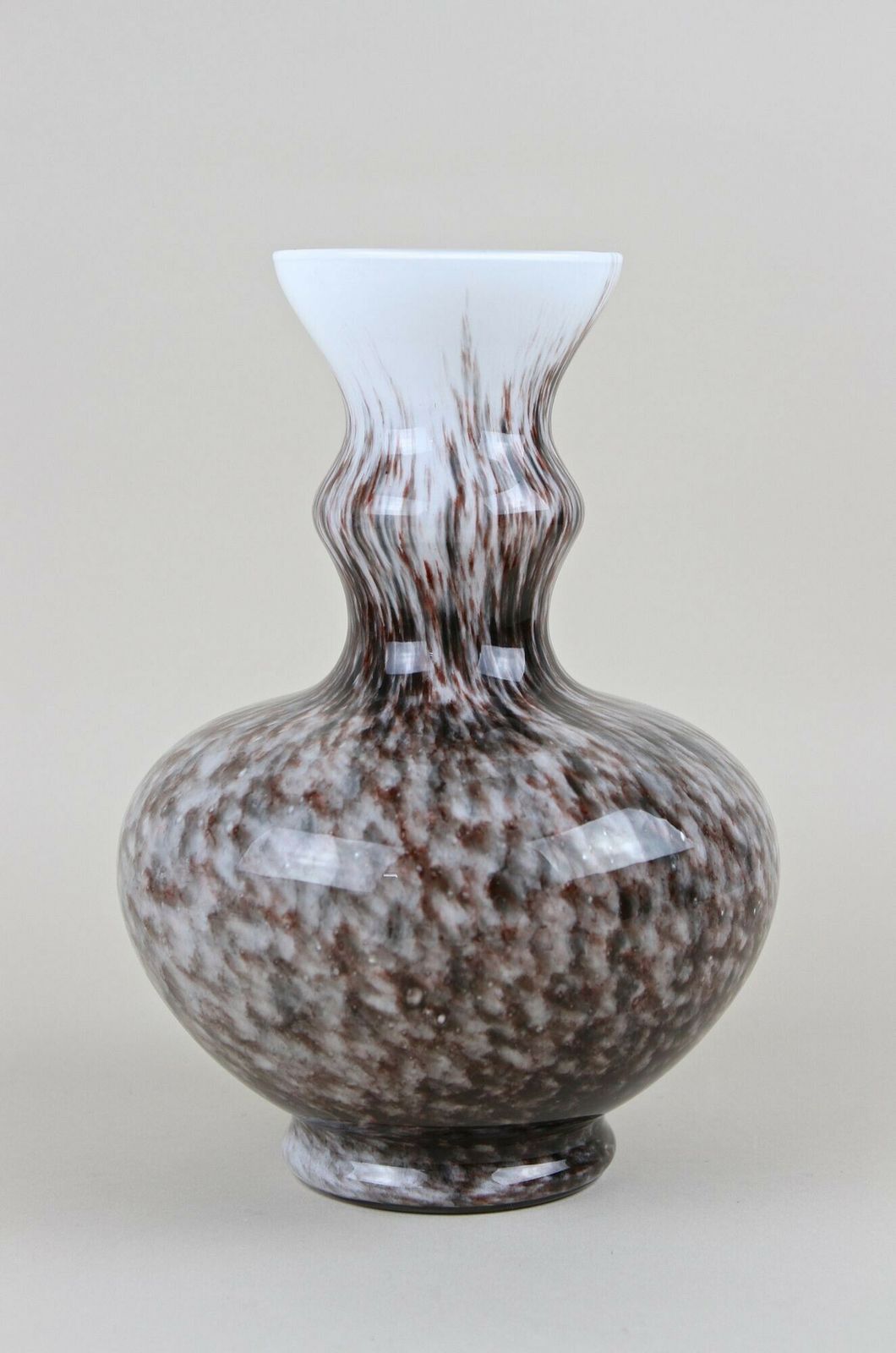 photo buy Bulbous Murano Glass Vase With Brown, Grey & Black Tones, Italy Circa 1970
