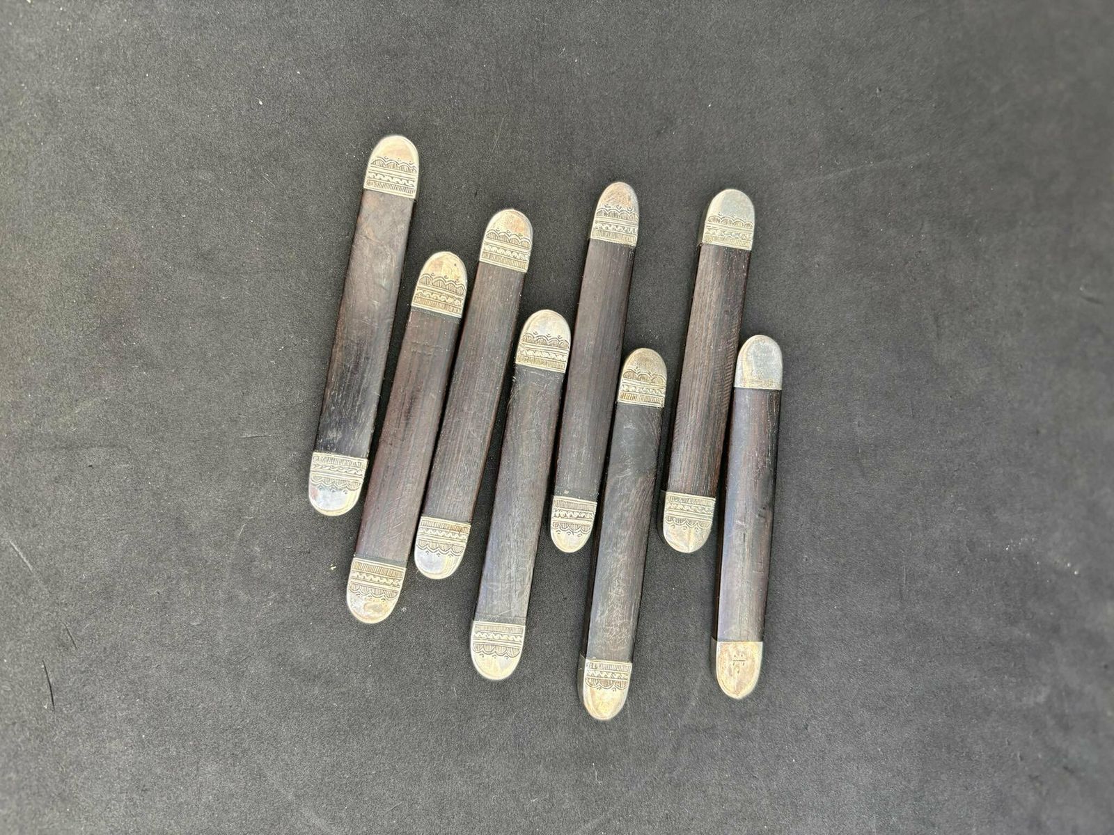 Knife Rest Set 8 Tuareg Silver Tribal Berber Nomadic African Art Authentic Handmade Decor Wooden Silver Art Collector Wedding Gift Unique photo furniture