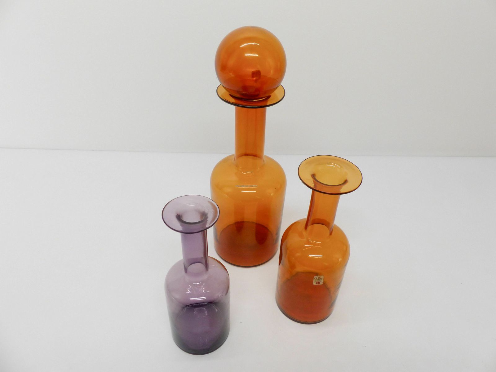Set Of 3 Scandinavian Bottle Vases Otto Brauer 1960 photo for sale