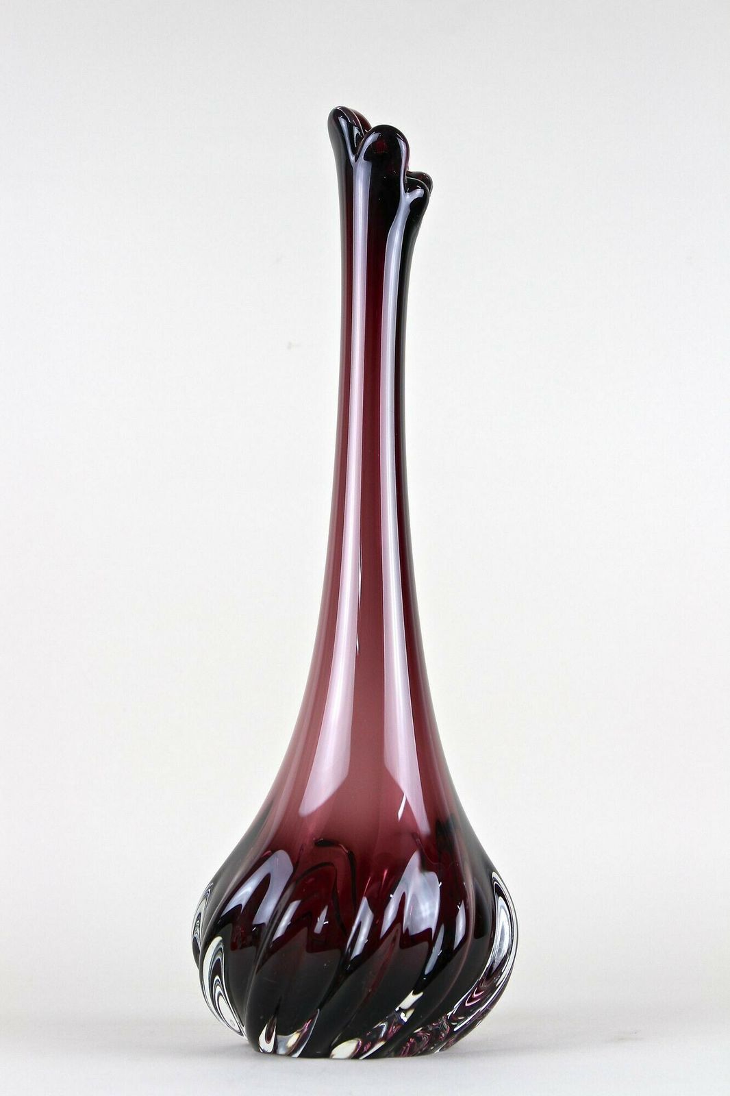 Bordeaux Red Murano Glass Long Neck Vase, 20th Century, Italy Circa 1970 photo buy