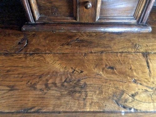 Antique Oak Rustic Farmhouse Kitchen Console Table Jacobean Revival Sideboard Dresser Plate Rack Early 1900's photo vintage