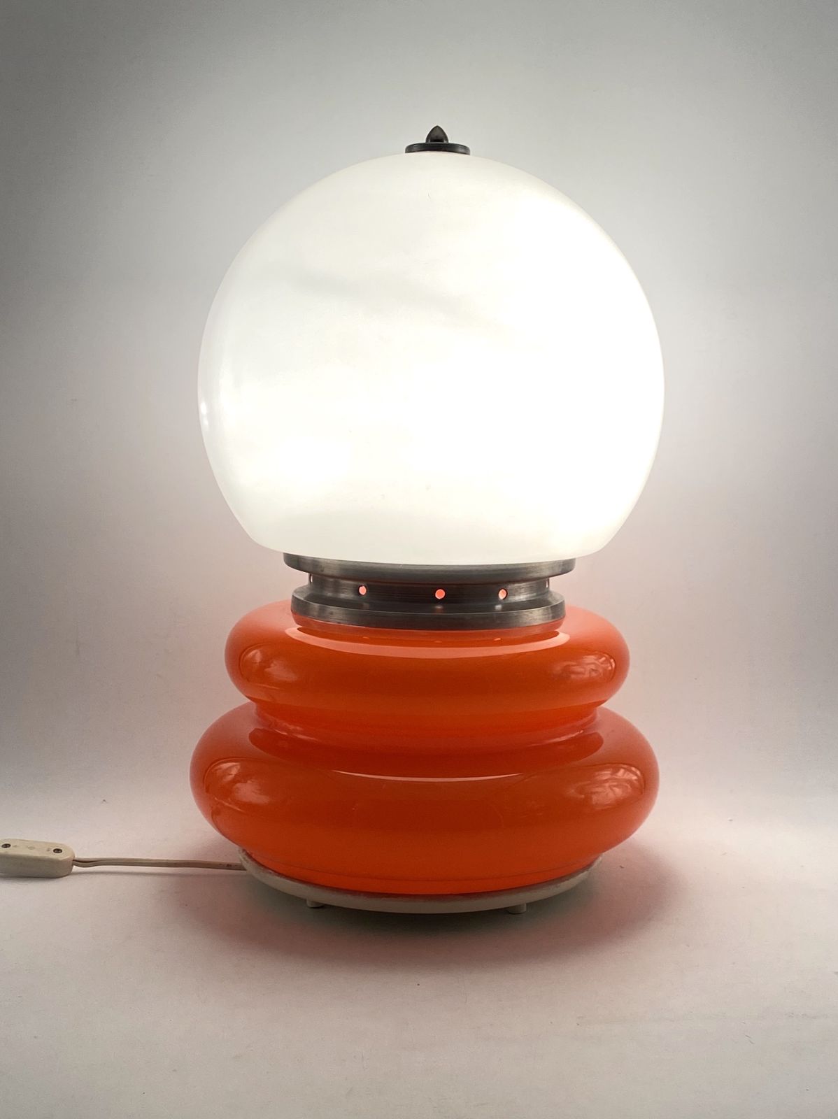 950.0 Carlo Nason, Space Age Orange Murano Glass Table Lamp, Av Mazzega, 1970s photo