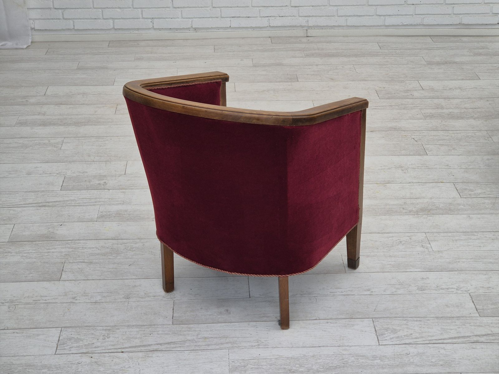 Furniture 1950s, Danish Armchair, Original Condition, Furniture Velour, Beech Wood. photo
