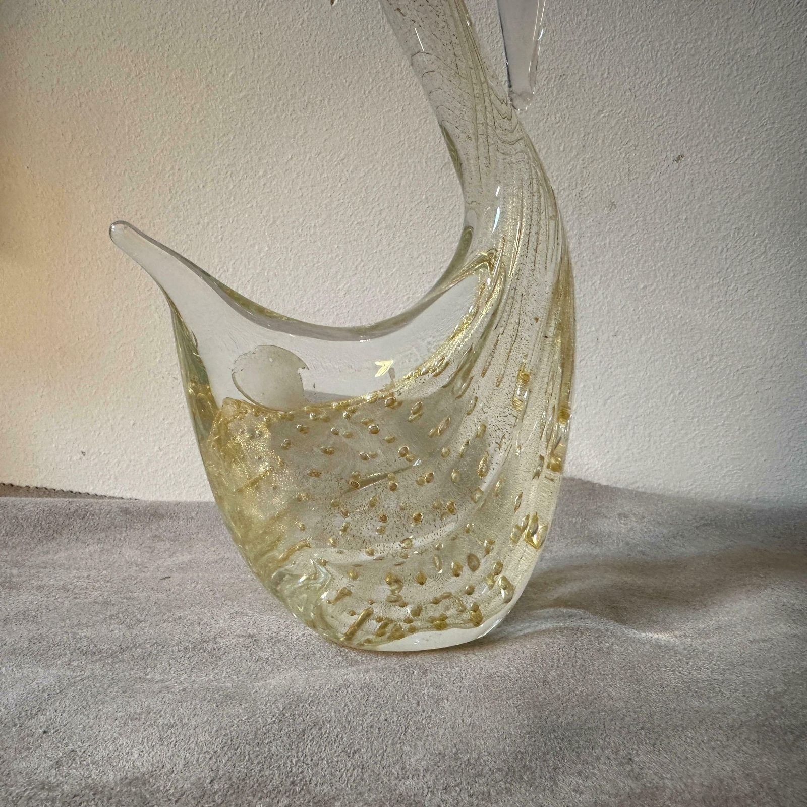 Two 1960s Modernist Clear And Gold Murano Glass Sculptures Of Swan photo furniture