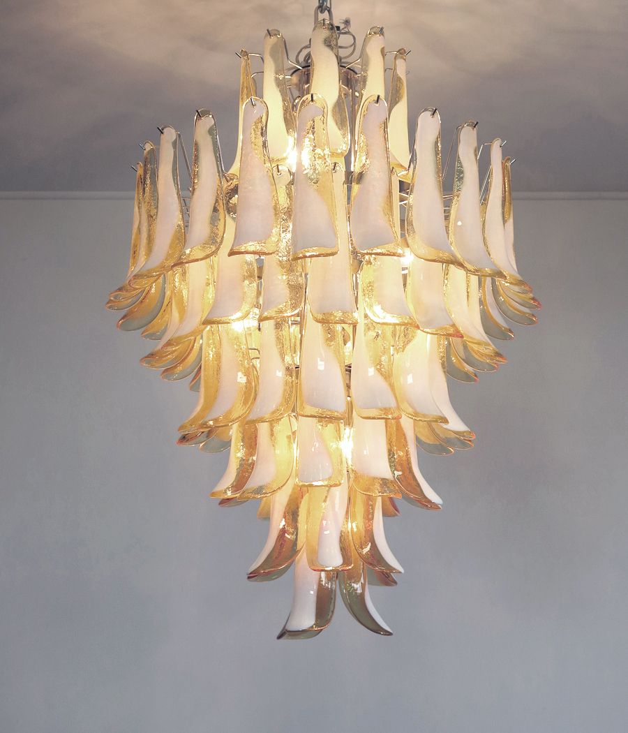 Chandelier Mazzega Murano, Italy    85 Caramel Lattimo Glass Petals photo buy