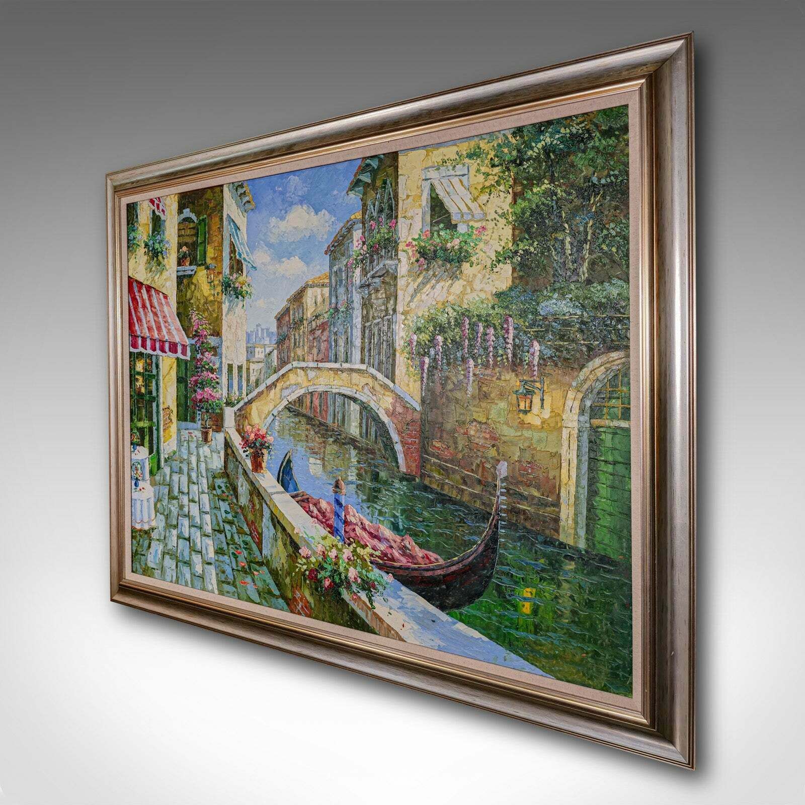 Large Vintage Oil On Canvas, Venice, Passage To San Marco, Painting, Framed Art photo for sale