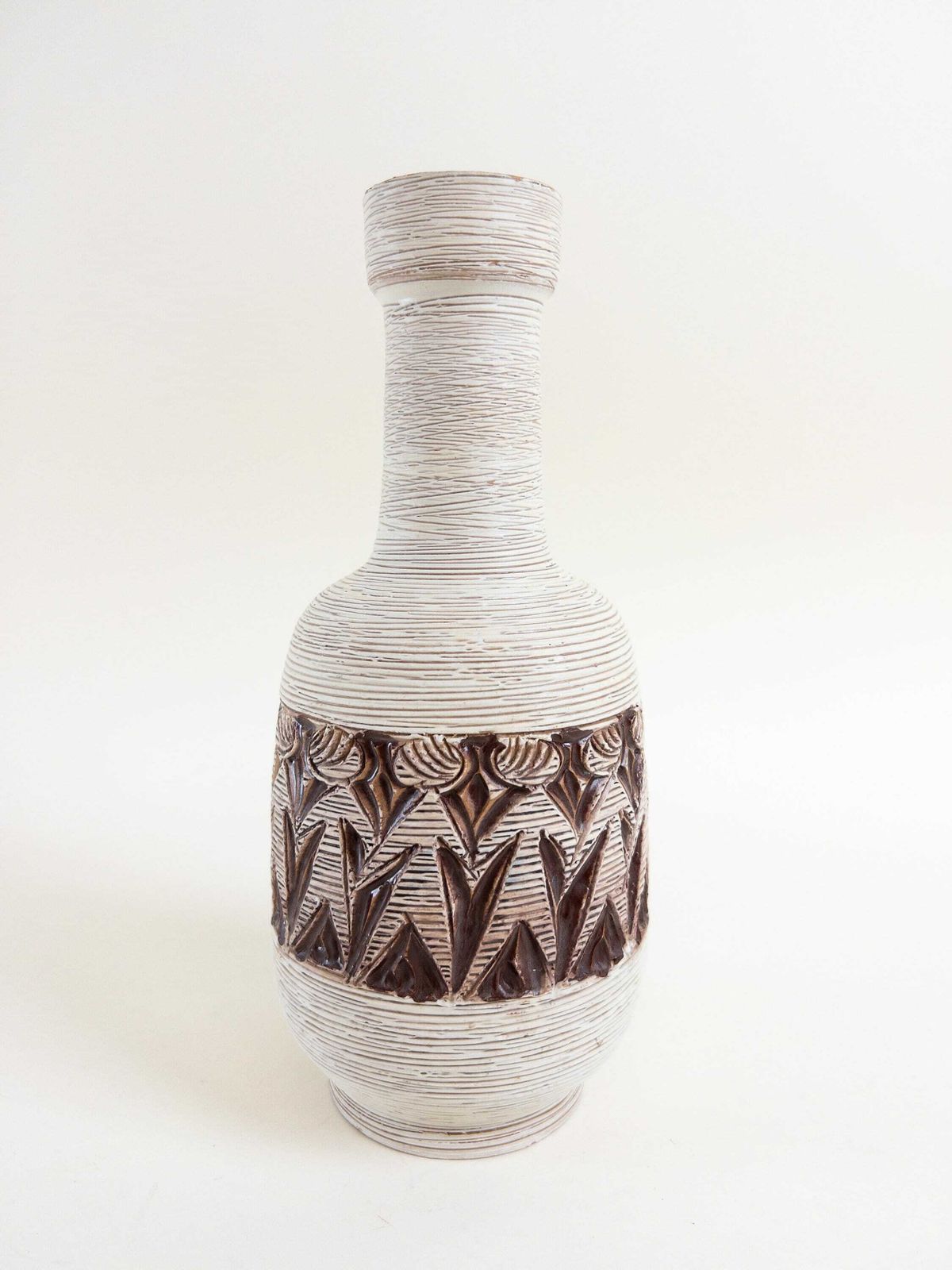 Italian Ceramic Vase By Fratelli Fanciullacci   Cream Brown Toned Vintage Vase photo vintage