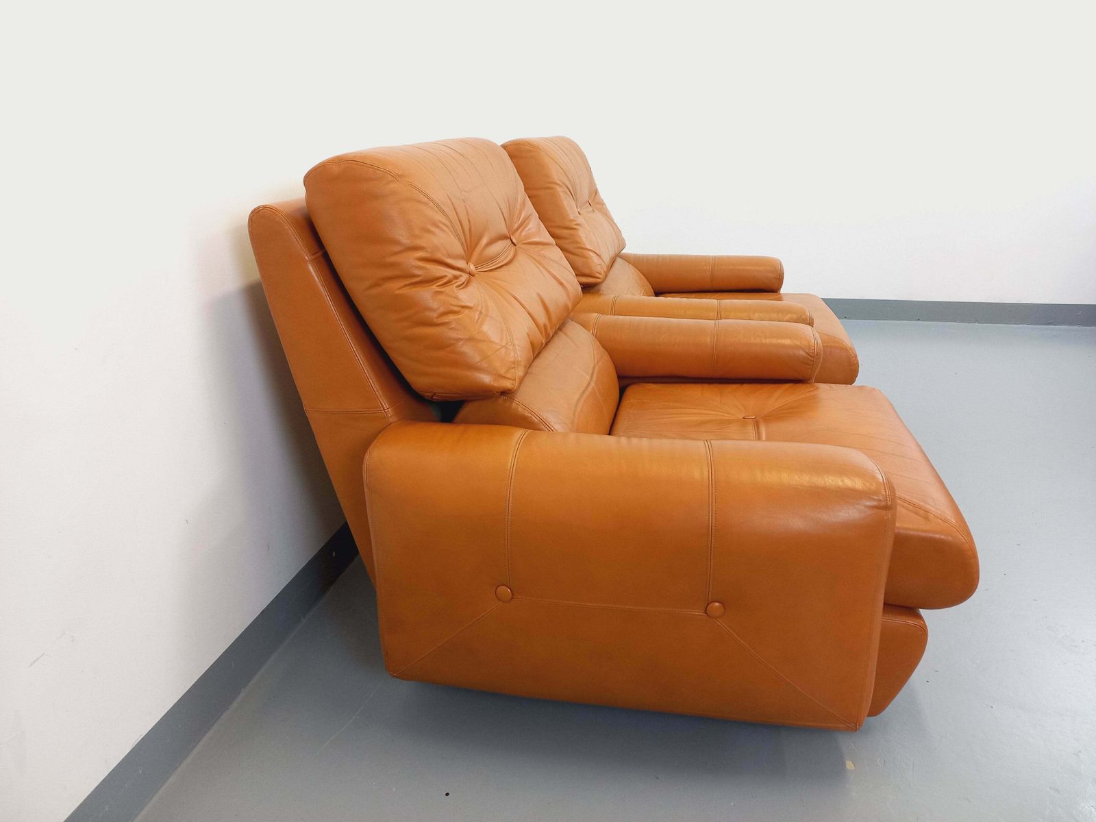 Furniture 2 Camel Leather Lounge Chair, 1960s photo