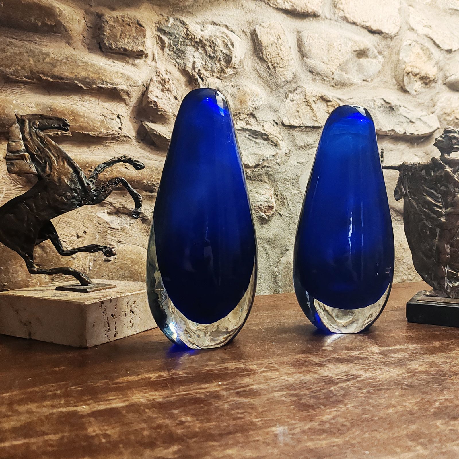 Vintage Pair Of Vases In Murano Glass By Flavio Poli For Seguso   1960s. photo for sale