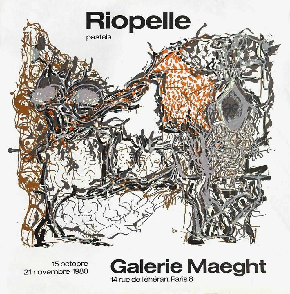 Riopelle Jean Paul Poster In Lithograph Lithographic Poster 1980 Quebec Owl