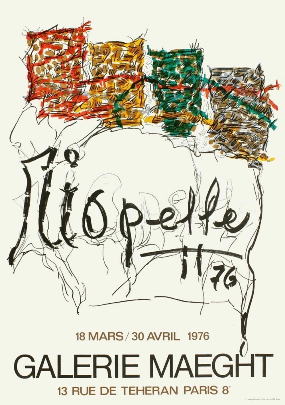 Riopelle Jean Paul Poster In Lithograph Lithographic Poster 1976 Quebec Owl
