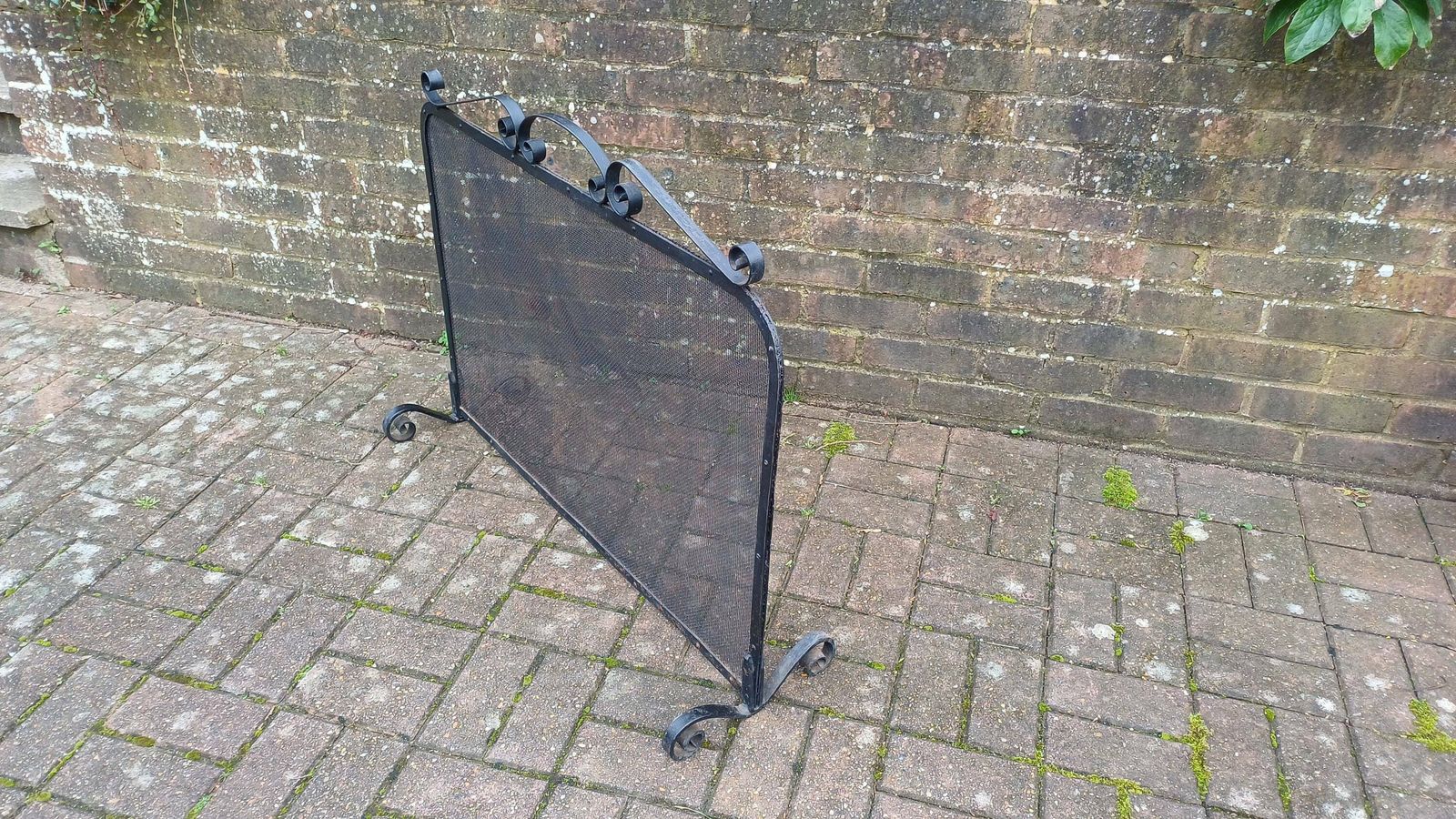 Large Vintage Iron And Metal Fire Screen Fire Guard 70s photo for sale