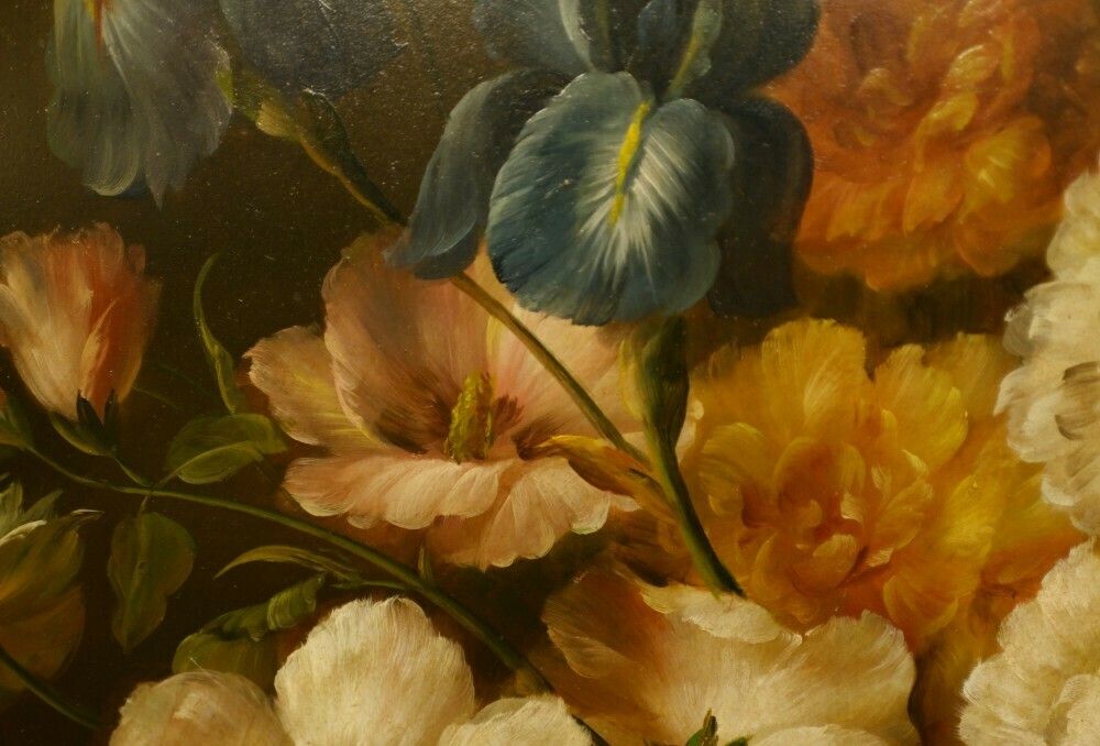 Dutch Floral Still Life Oil Painting Signed Art photo vintage