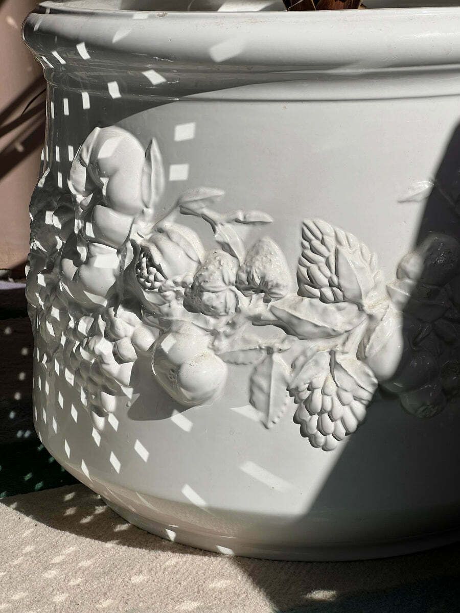 Large Italian 1970s Ceramic Planter With Summer Fruits. Stamped To Base photo for sale