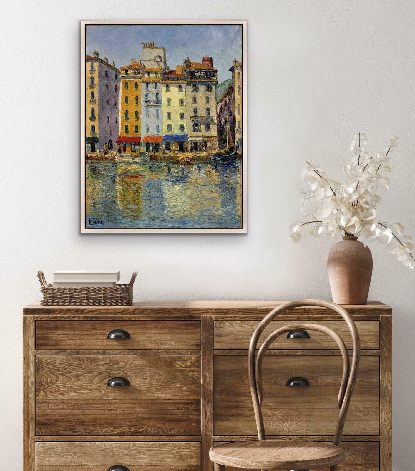 photo buy Lokre. 20ème Siècle. French. Toulon, Le Port, La Vieille Darse, May 1939. Quai Cronstadt. Riviera. Provence Alpes Cote D'azur. Framed Oil Painting.