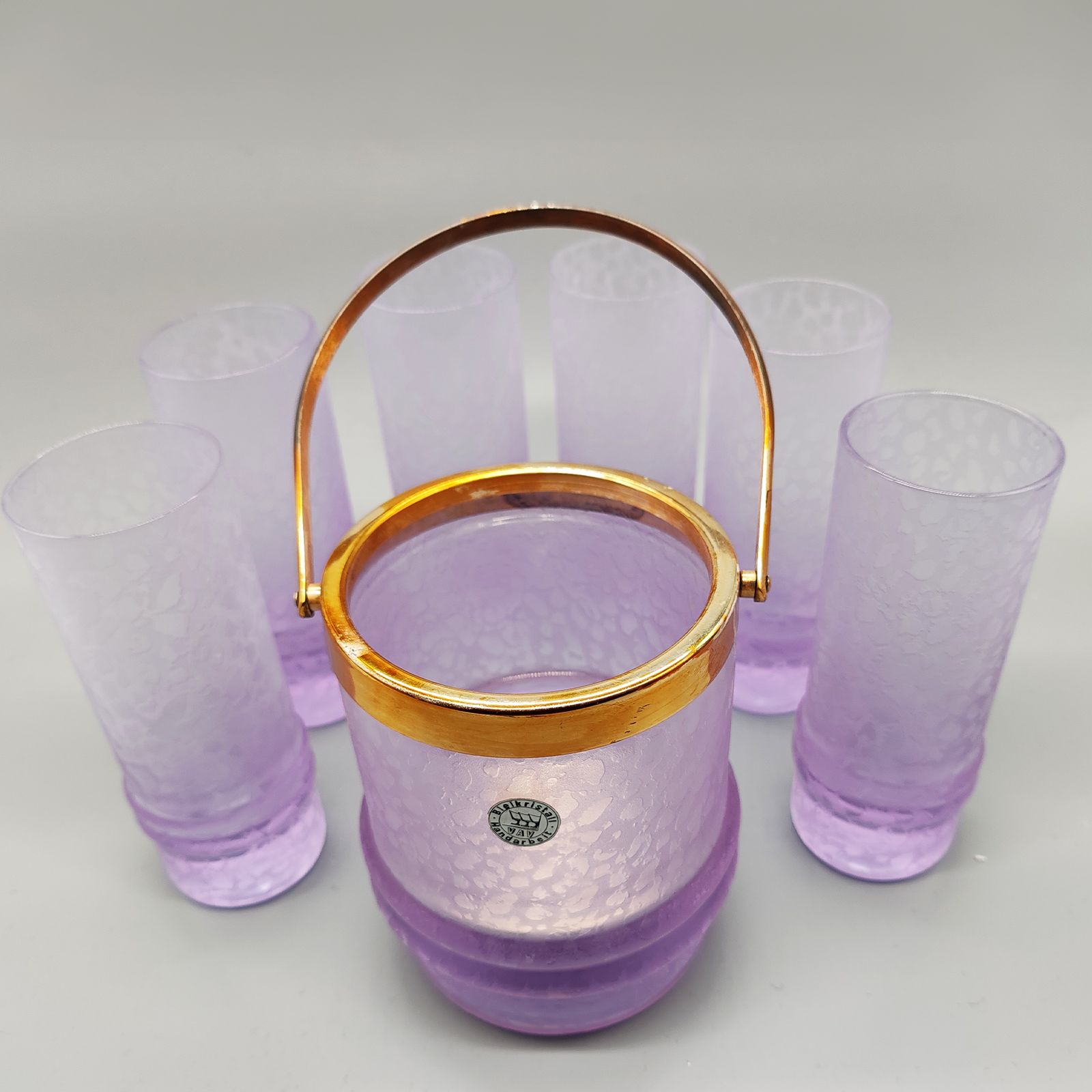Crystal Set With Ice Bucket And 4 Glasses By Vav Cristallerie 1970s photo 290.0