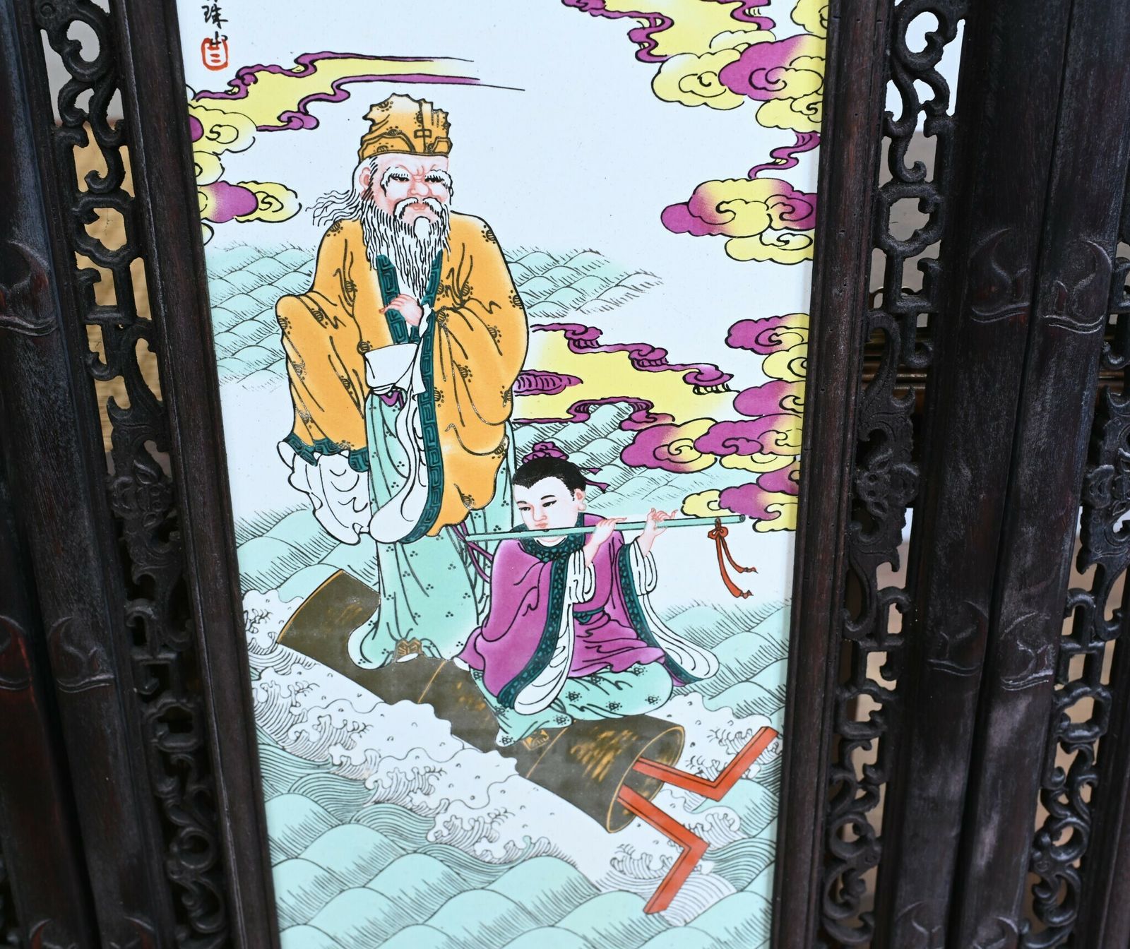 Set Chinese Porcelain Plaques Painted Screens Famille Rose photo vinterior