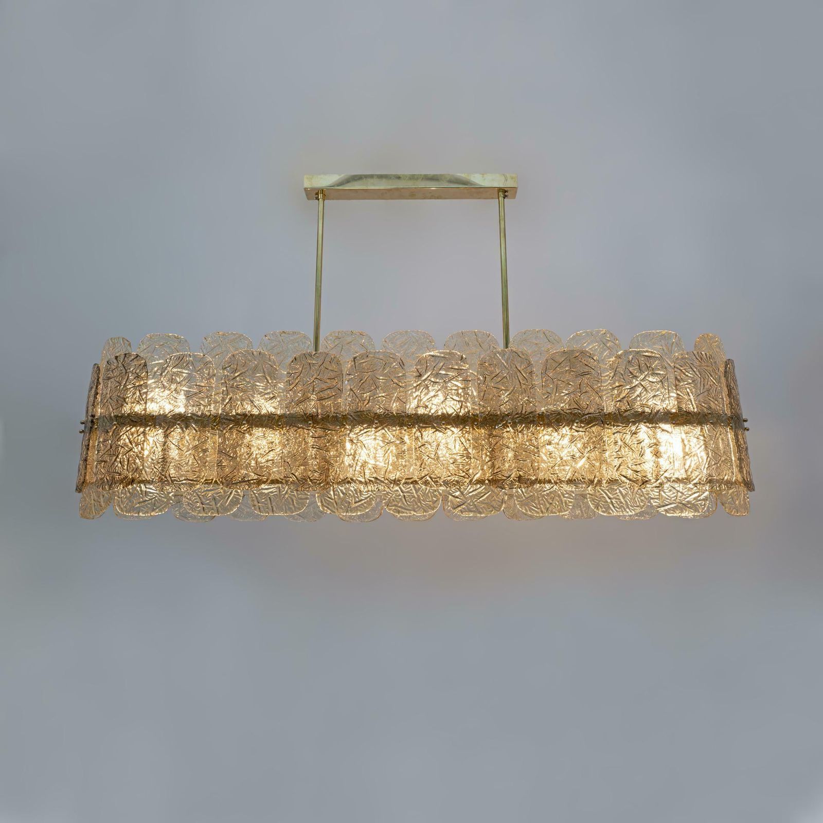 Mid Century Modern Stiyle Italian Brass And Murano Glass Chandelier photo for sale