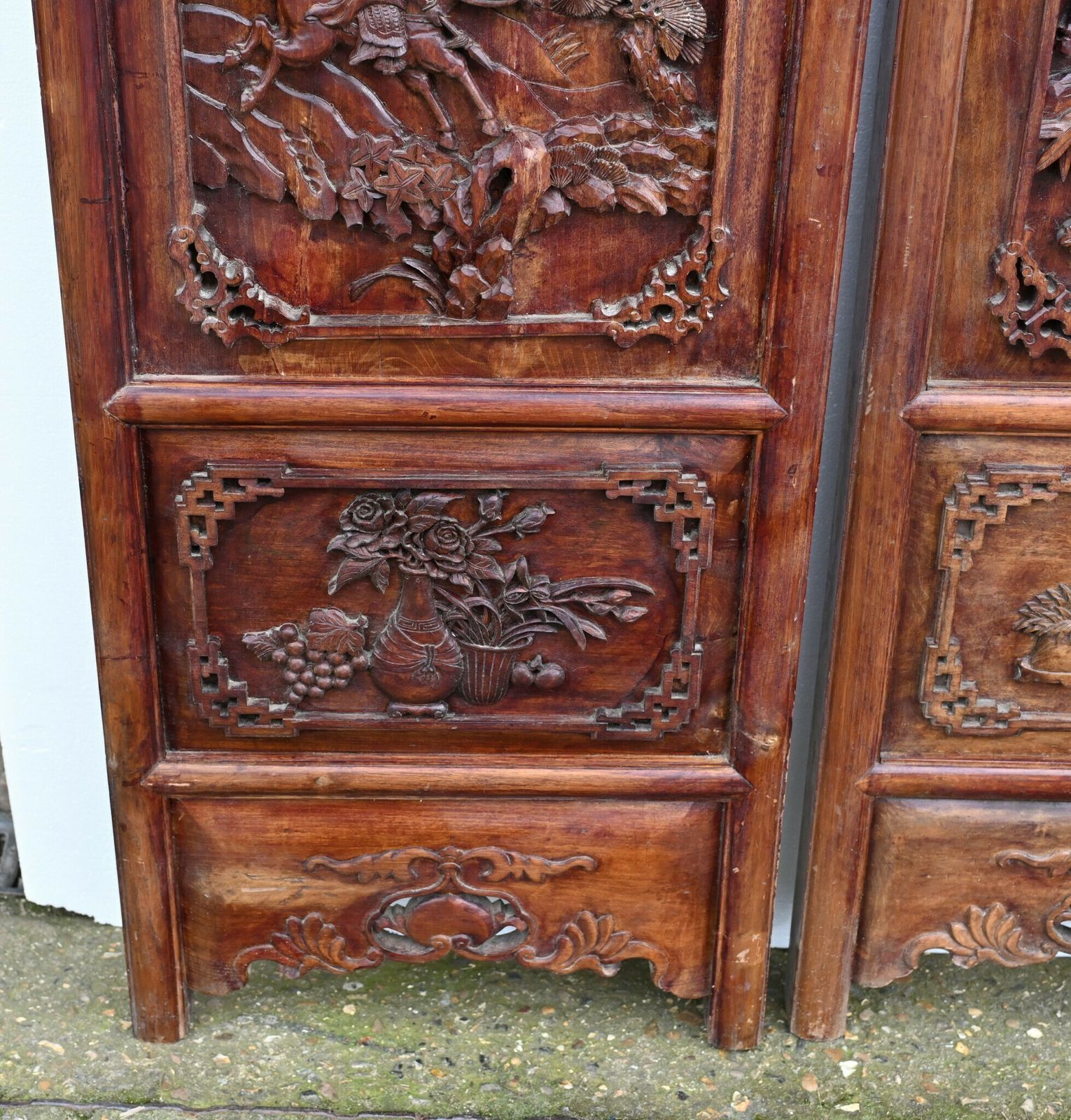 Set Chinese Carved Panels Screen Room Divider 1880 photo for sale