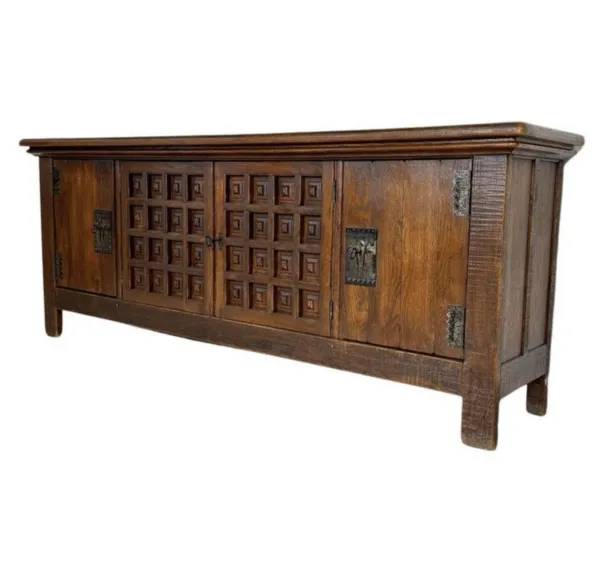 Mid Century Sideboard In The Style Of Guillerme And Chambron, Solid Oak photo buy