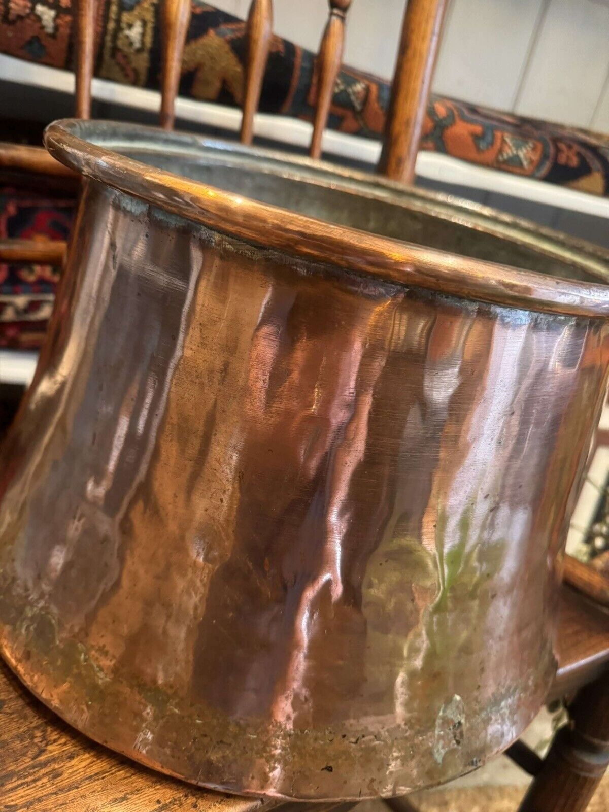 Antique Copper Cauldron/ Jardiniere 19th Century photo vinterior