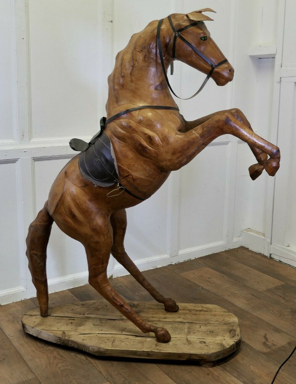 Life Size Arts And Crafts Leather Model Of A Horse photo vintage